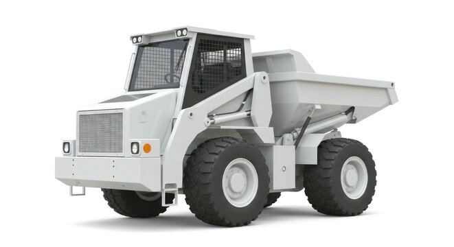 White dump truck isolated