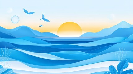 Abstract blue sea and beach summer background