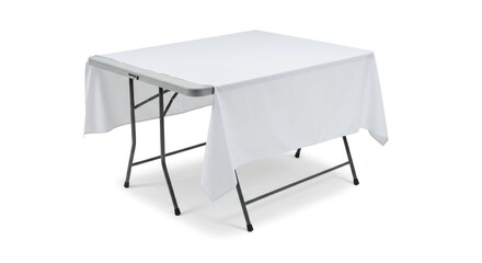 White tablecloth on folding table