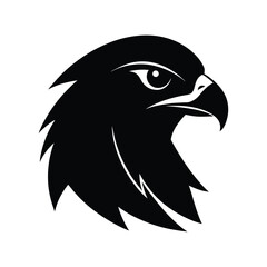 Obraz premium Silhouette vector of a hawk head with sharp beak and intense gaze for bird of prey theme Vector illustration