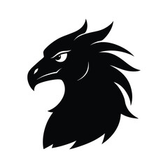 Silhouette vector of a hippogriff head with eagle beak and horse features for fantasy theme Vector illustration
