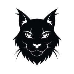 Fototapeta premium Silhouette vector of a lynx head with tufted ears for wild forest cat and predator theme Vector illustration