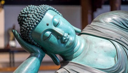 Close-up of a sleeping Buddha statue