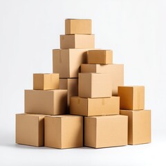 Obraz premium Stacked cardboard boxes of various sizes (2)
