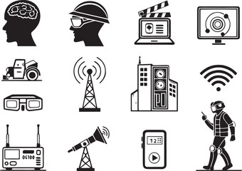 Fototapeta premium Cyberpunk technology vector bundle set 