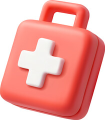 Obraz premium 3D Vector First Aid Kit Icon for Healthcare and Emergency