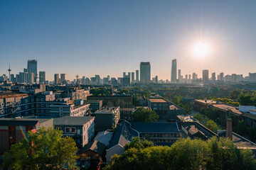 Obraz premium sunset over the modern Shenyang city, China