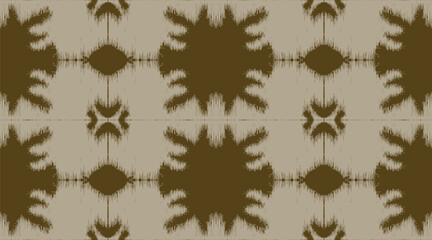 Hand drawn, Shibori inspired seamless pattern featuring bold, abstract shapes with a distressed, textured effect. Japanese modern and traditional texture design Ikat background.
