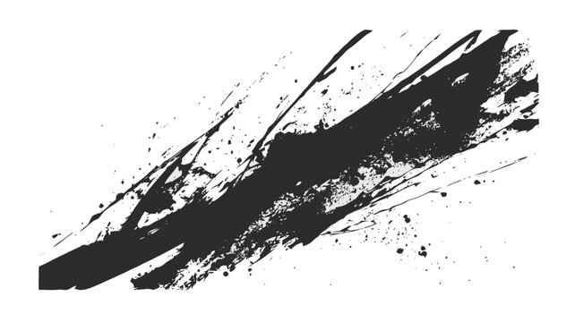 A bold black ink splatter brush stroke isolated on white background