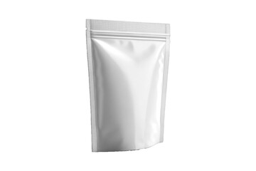Blank white resealable pouch with zipper closure isolated on transparent background