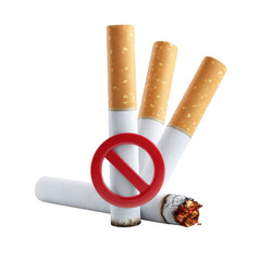 Three cigarettes, red forbidden sign