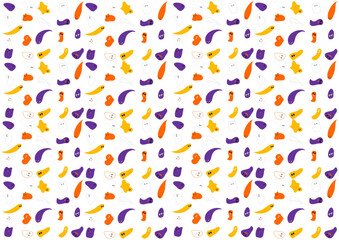 おばけたちの包装紙（小模様）・背景・背景透過