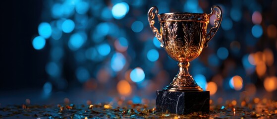 The elegant trophy shining against a vibrant bokeh background