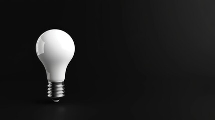Bright White Light Bulb on Dark Background for Creative Concepts