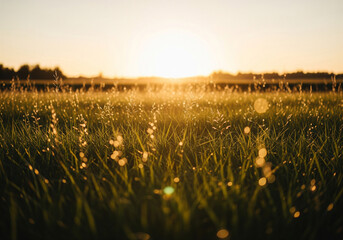 Backlit grass in golden hour