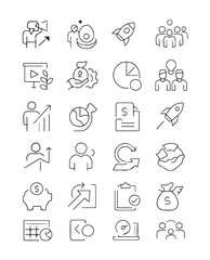 35 Minimal Vector Line Icons for Business SaaS & Entrepreneurship