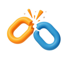 broken chain link 3d illustration

