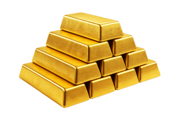 Pyramid shaped stack of gold bars. Financial wealth success concept. Valuable precious metal bars
