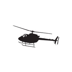 Helicopter in Flight Silhouette on White Background – Vector Illustration for Symbolic Motion, Aerial Precision, and Aviation Adventure Concepts