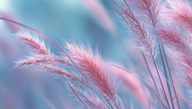 Delicate, pastel-hued grass in soft focus