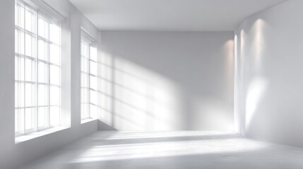Fototapeta premium A spacious interior features expansive windows that let in abundant natural light. The minimalistic design enhances the feeling of openness and tranquility.