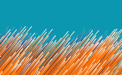 Abstract illustration of thin orange lines, placed diagonally on a bondi blue background
