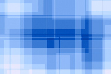 Connected square frames of blue iridescent colors on a white background