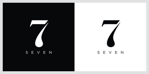 Number Seven Logo Design Template, vector illustration