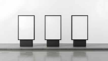 Empty exhibition stand with blank advertising billboard and banner display for your marketing promotion