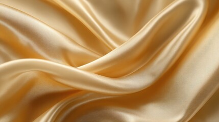 Obraz premium Golden silk fabric flows softly, revealing its smooth texture and elegant sheen. The gentle curves enhance its luxurious appearance under soft lighting.