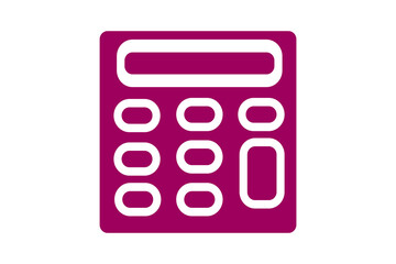 The calculator is depicted in solid purple with rounded rectangular buttons and a rectangular screen at the top, all outlined in white.