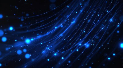 Abstract digital art design with glowing lines and particles.