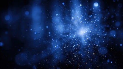 Obraz premium Abstract dark blue background with sparkling light effects.