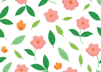 seamless pattern with red flowers