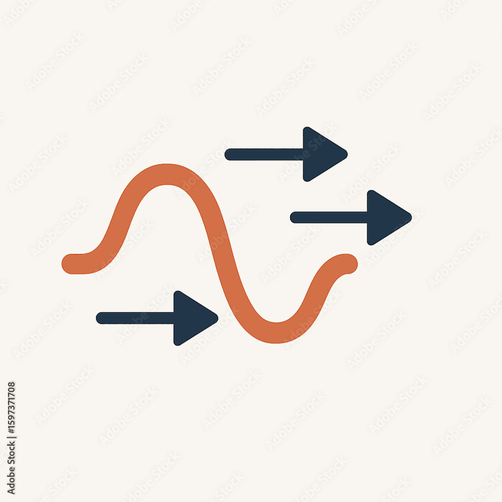 Poster abstract concept of data flow and progress with stylized lines and arrows