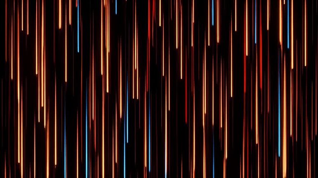 Vertical neon light streaks on a black background