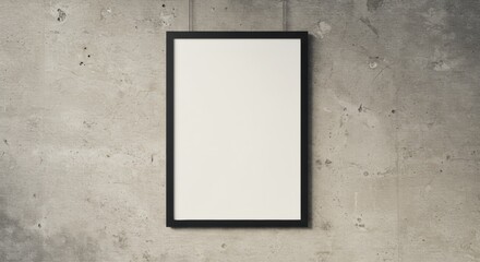Empty black frame on concrete wall with minimalist design aesthetic
