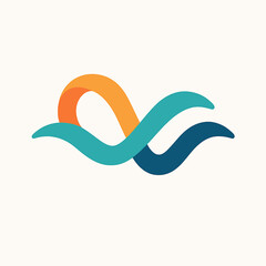 Naklejka premium Abstract flowing waves in orange teal and blue creating a modern infinity symbol or loop design