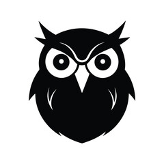 Obraz premium Silhouette vector of an owl head with large eyes for nocturnal bird and forest design Vector illustration