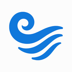 Naklejka premium Abstract blue wave swirl symbol representing motion, energy, and nature.