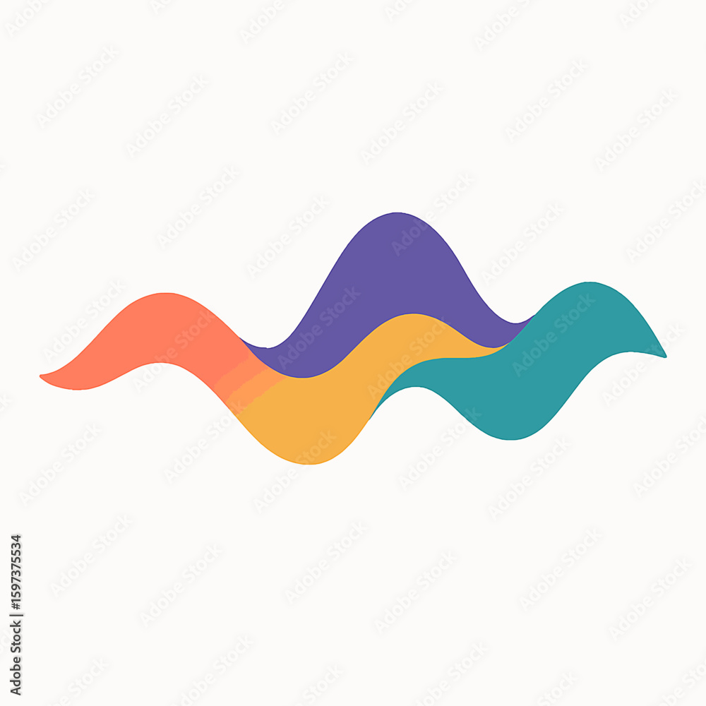 Poster abstract colorful wavy lines forming a dynamic sound wave or data visualization