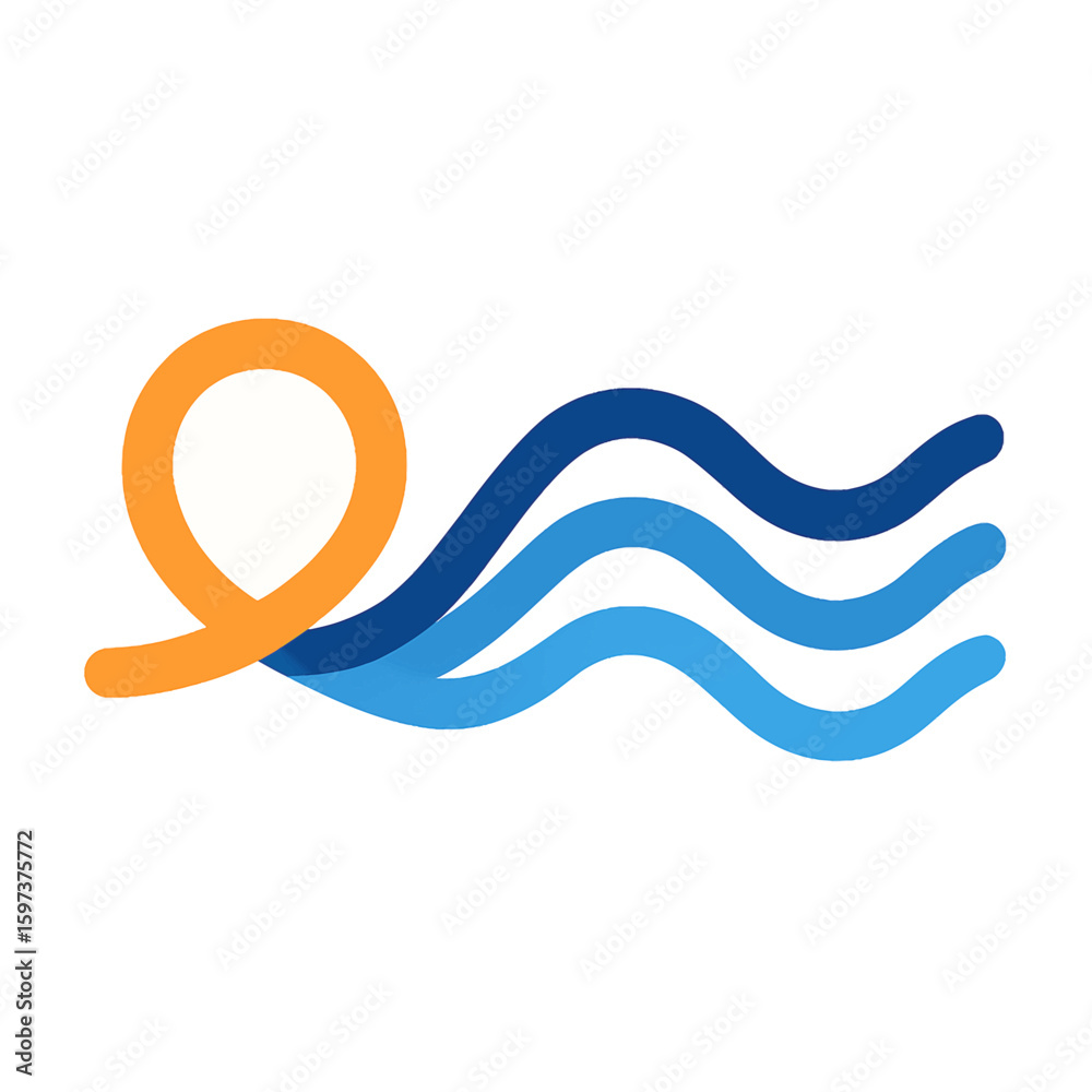 Poster abstract flowing lines resembling waves and a loop