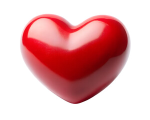 A shiny red heart isolated on transparent background