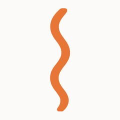 Abstract organic wavy line shape in orange on white