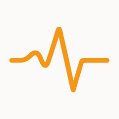 Orange electrocardiogram line representing heartbeat waveform on white.