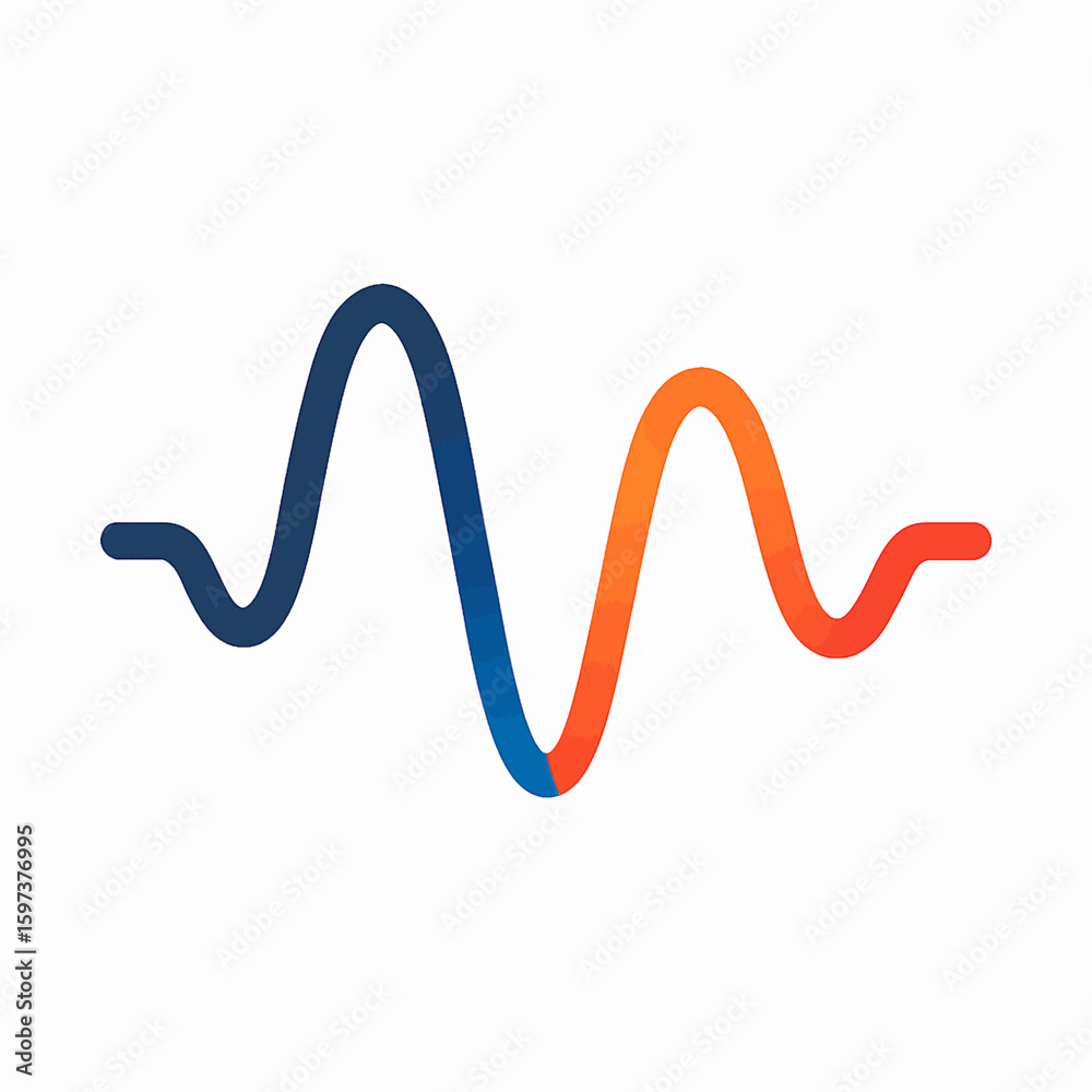 Poster abstract waveform graphic with gradient transitioning from blue to orange, representing data or soun