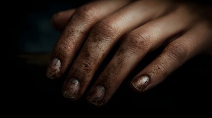 Fototapeta premium Dirty fingernails highlighting the need for hygiene awareness