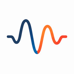 Abstract waveform graphic with gradient transitioning from blue to orange, representing data or sound.