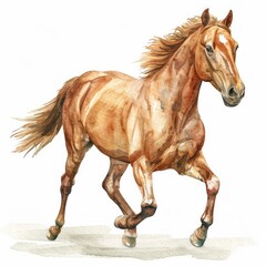 Obraz premium A running horse illustration watercolor animal.