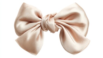 Elegant blush pink satin hair bow, large, tied, luxurious, fashion accessory.